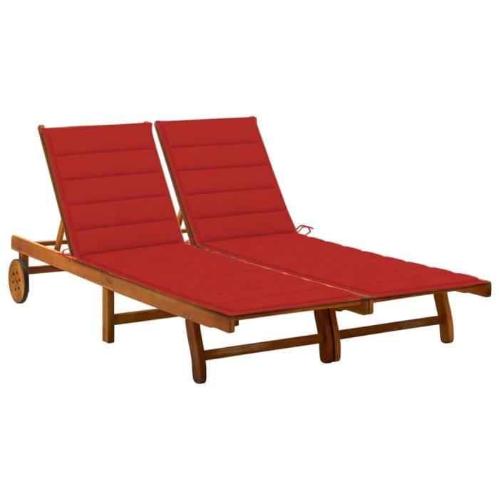 vidaXL Chaise longue 2 places acacia - vue 4