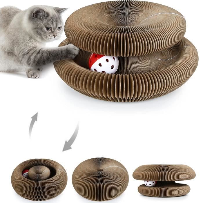 Comparer les prix de Griffoir pour chat Jouet Chats ®WHD© Grattoir en Carton Ondulé Papier recyclé Pliable Organique interactif Durable Avec Boule