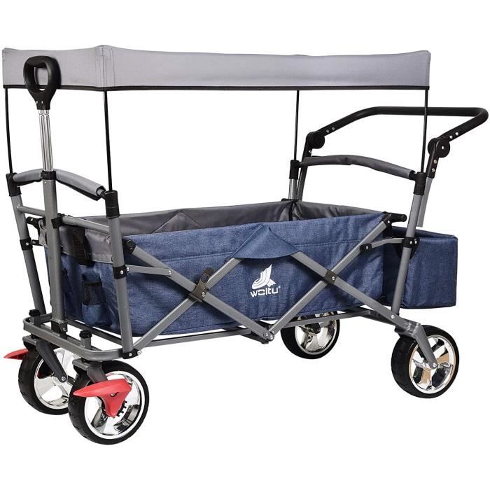 WOLTU TW001gr Chariot de Transport pour Jardin avec 4 Roues Chariot à Main de Plage Pliant capacité de Charge 80kg Gris 