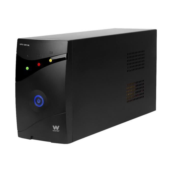 Onduleur externe Woxter 1200 VA – Boitier métallique – Régulateur de tension automatique – 3 prises de sortie