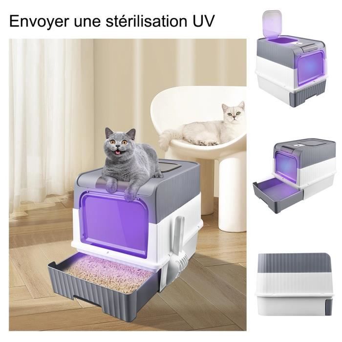 Meilleurs prix pour Bac à litière pour chat XL - XUANYU - Gris - Fermeture étanche
