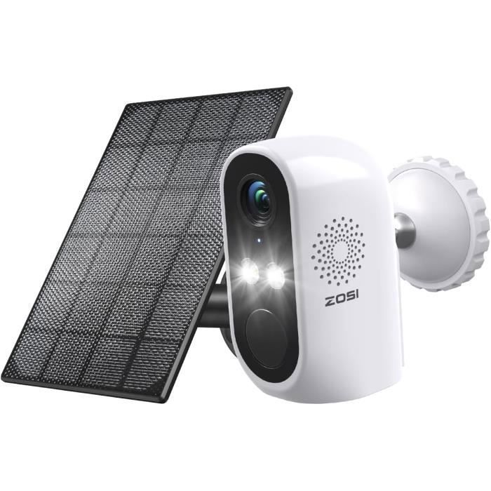 ZOSI C1 Pro 2K Camera de Surveillance WiFi à Batterie Rechargeable Caméra Extérieure sans Fil Panneau Solaire Audio Bidirectionnel