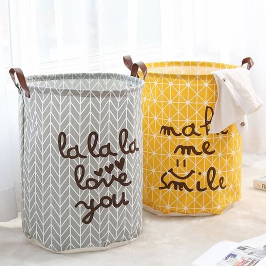 Panier à Linge En Lin Starsglowing - Avec Poignées, Organisateur De Rangement Pour Vêtements, Jouets, Plusieurs Tailles (L, Gris)