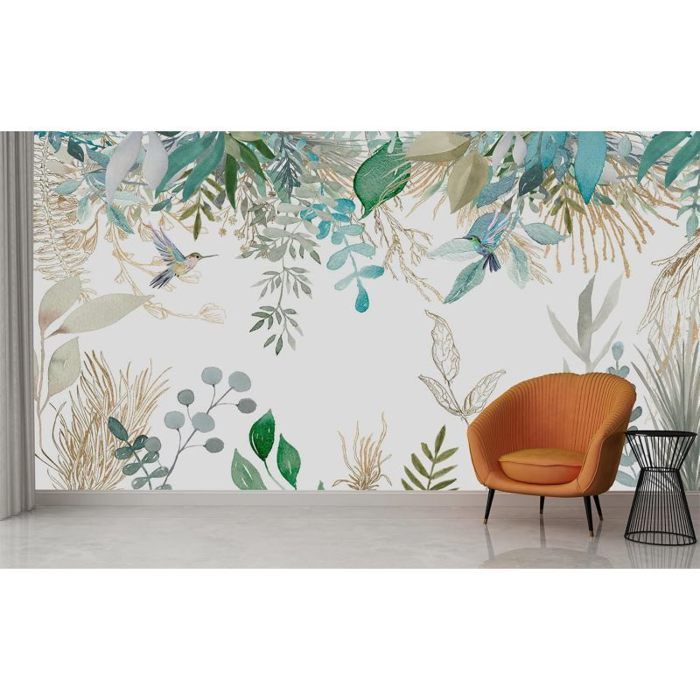 Fresque Murale Papier Peint 3D Plantes Tropicales Feuilles Fond De ...