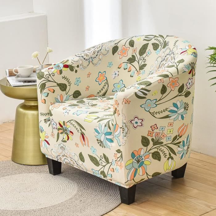jianyana Housse de Chaise Club 2 Pieces Velours Très Extensible Housses de Fauteuil Tub Chair avec Housse de Coussin, Housse de Canapé Fauteuil Cabriolet Amovible Protection de Meubles