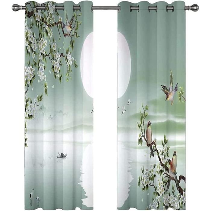Rideaux occultants Oiseau Fleur Plante - Marque - Modèle - Vert ...
