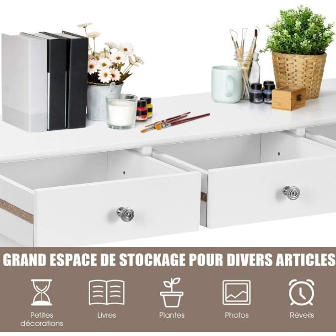 Table Console 3 Niveaux Avec Prises USB Et Tiroirs - 81x30x81 Cm, Rangement Spacieux, Gris Chêne - 6