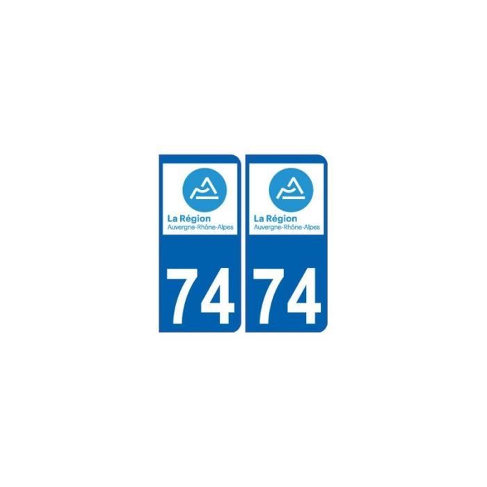 Autocollant Départemental 74 Haute-Savoie - Design Bleu - Pour Plaque D'immatriculation - Décoration Voiture