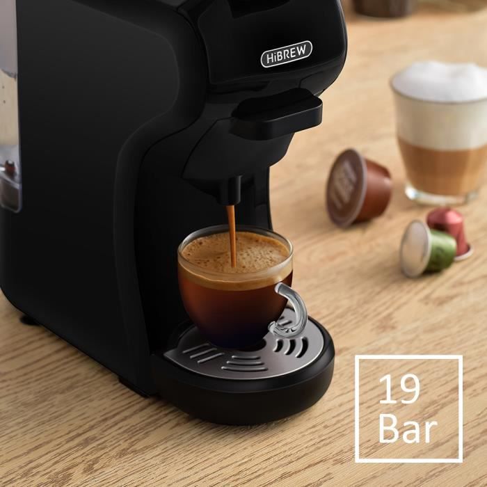 HiBREW H1- Machine à café expresso- 4 en 1 Multifonctionnel- Compatible  avec les capsules et le café moulu- 19 Bar - Cdiscount Electroménager