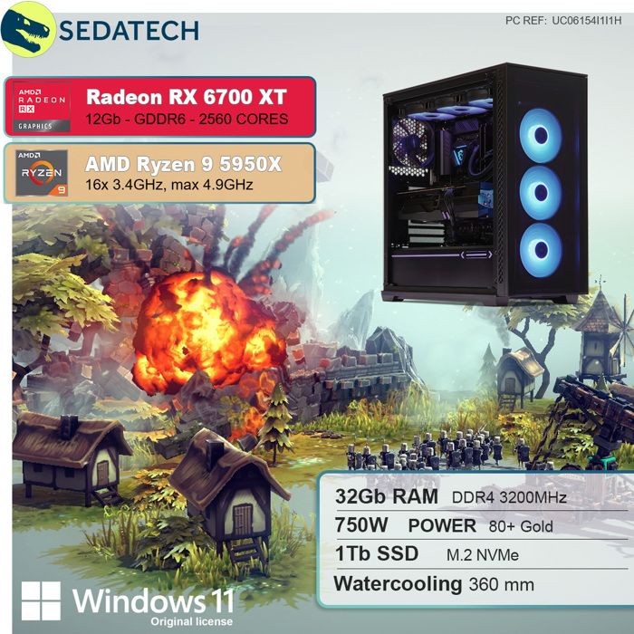 PC Gaming avec Watercooling, AMD Ryzen 7, RTX1