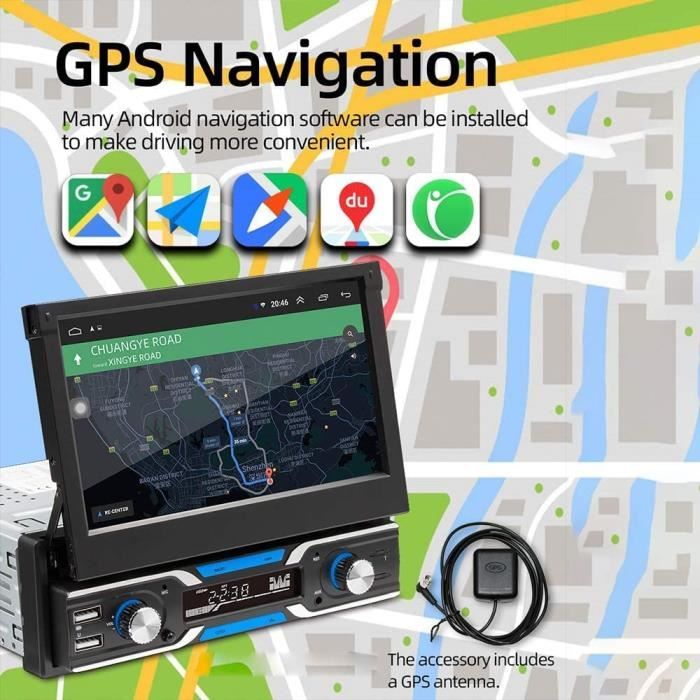 Akozon affichage intégré au tableau de bord 7in autoradio stéréo 1Din écran  tactile WiFi Navigation Bluetooth USB avec image - Cdiscount Auto