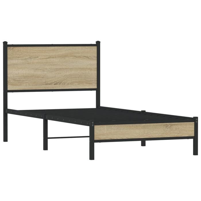 Cadre De Lit Métal VidaXL Avec Tête De Lit - Design Sobre Et Solide Pour Chambre D'adulte Ou D'invité