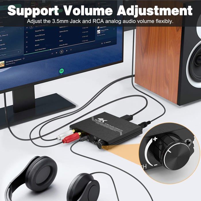 TMISHION Répartiteur Audio HDMI Convertisseur De Son En Aluminium Noire