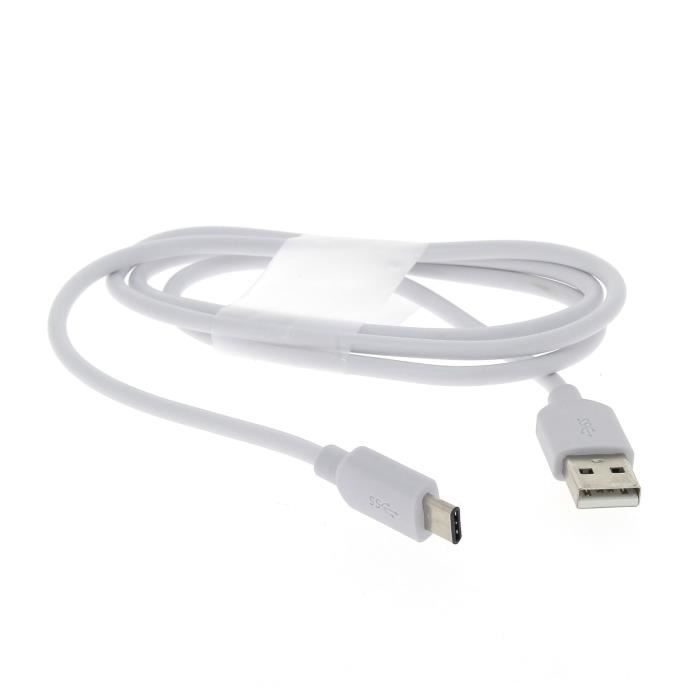Câble USB Type C Pour Huawei Honor Play - 2m + 1m, Blanc, Recharge Et Données, Marque Novago