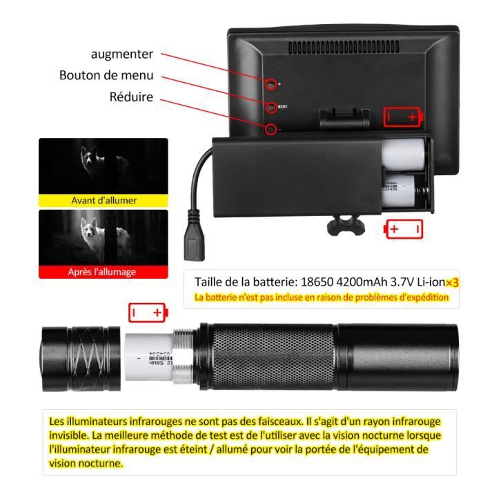 Système vision nocturne infrarouge lunette visée chasse 850nm LED caméra IR  4.3 - Cdiscount Appareil Photo