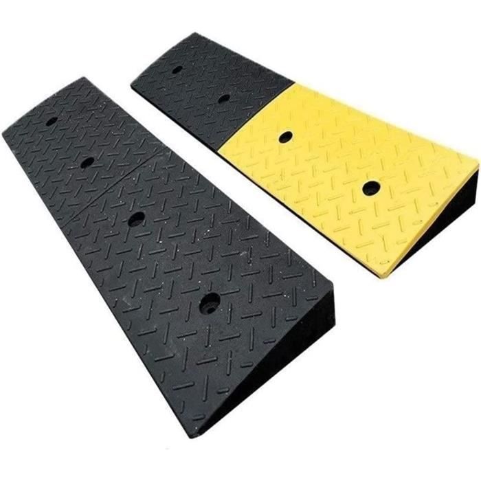 DOITOOL 2 Pièces Rampes De Bordure En Plastique - Rampe Trottoir Léger Pour Voiture, Scooter, Vélo Et Remorque - Noir 27x25cm
