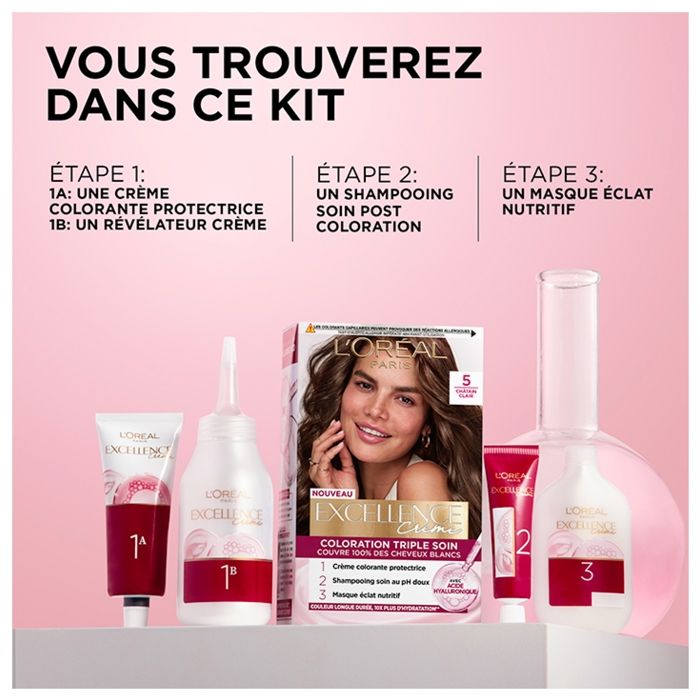 Boîte L'ORÉAL Dédicace Coloration crème fluide cheveux blond foncé cendré N° 63