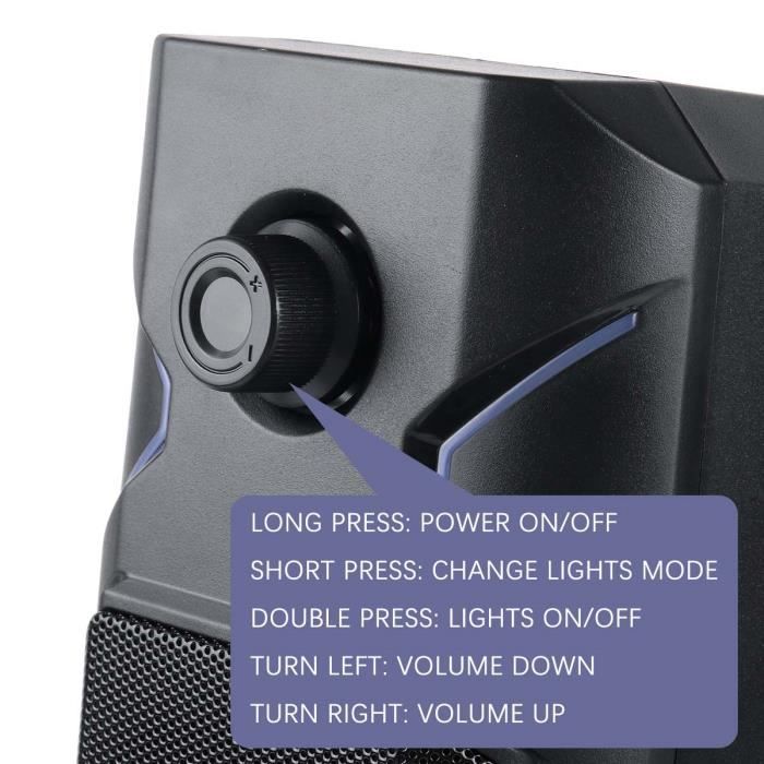 SPKPAL RGB Enceinte PC Gamer 2.1 avec Caisson de Basses, 21 W, LED RGB,  Telecommande sans Fil, Haut Parleur PC, Ordinateur Po - Cdiscount TV Son  Photo