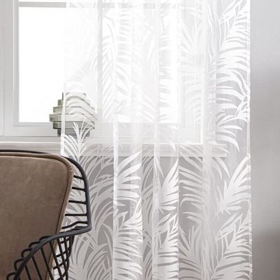 Store Romain Transparent Joyswahl Lisa - Broderie Fleurs 60x140cm Blanc