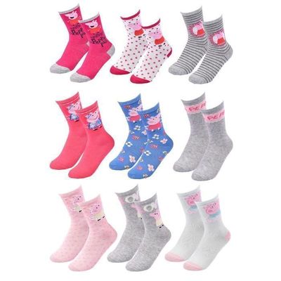 Lot De 3 Chaussettes Peppa Pig Pour Fille - Coton Doux, Motifs Colorés, Tailles Enfant