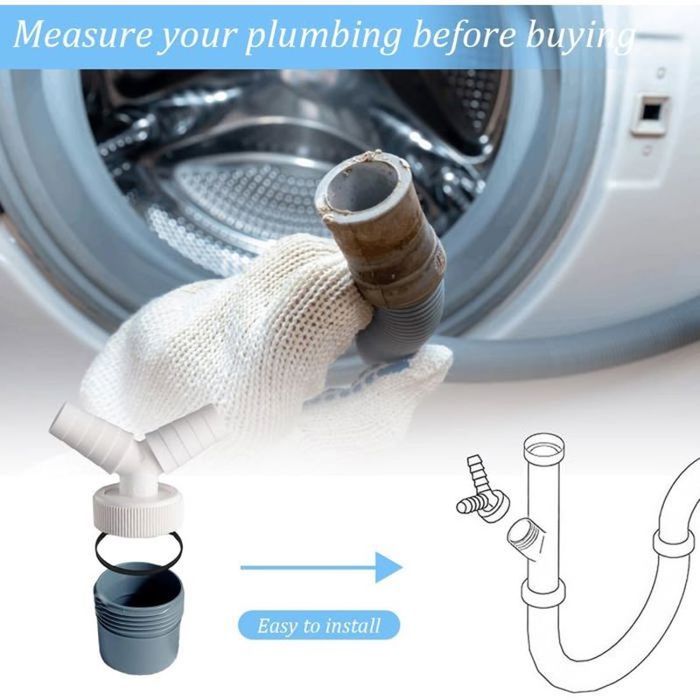 HAMKU Adaptateur En Y Pour évacuation Machine à Laver Et Lave-vaisselle - Sortie 40 Mm, Entrée 18-23 Mm - En PVC Robuste, Avec 2 Agrafes - Pour Raccordement Double
