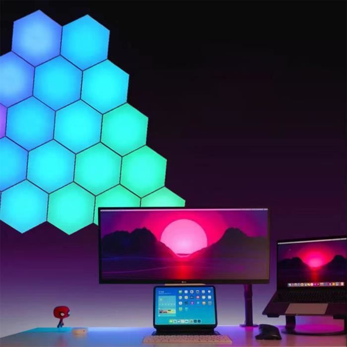 Panneau LED Hexagonal Gaming Murale Lampe— 8pcs Smart Music Sync Deco  Modulaires RGB Lights App&Télécommande Contrôle Gaming Setup Hexagone  Creative Appliques Murales en destockage et reconditionné chez DealBurn