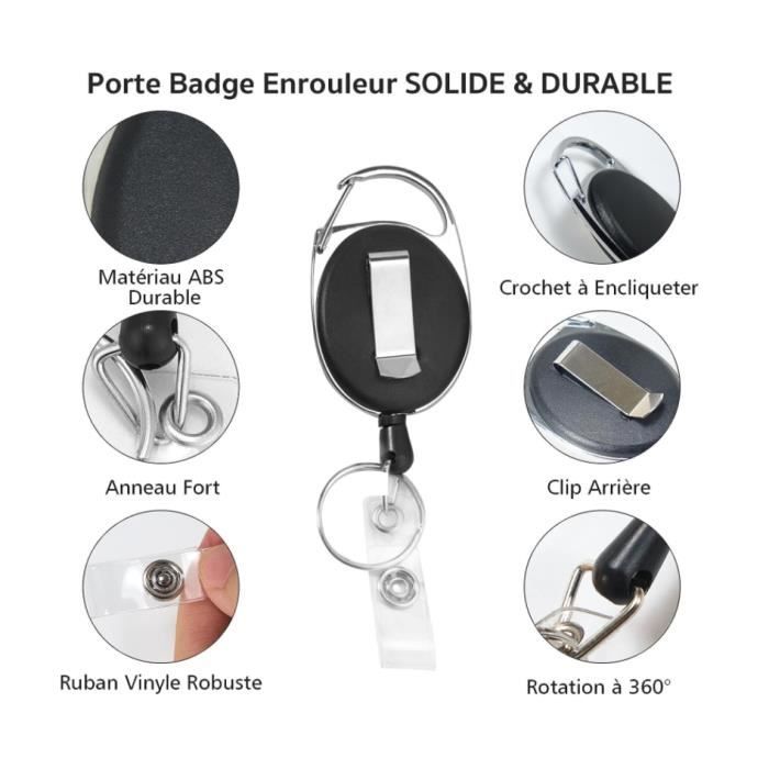 Porte Badge Enrouleur, 4PCS Porte-clés Retractable, cordon