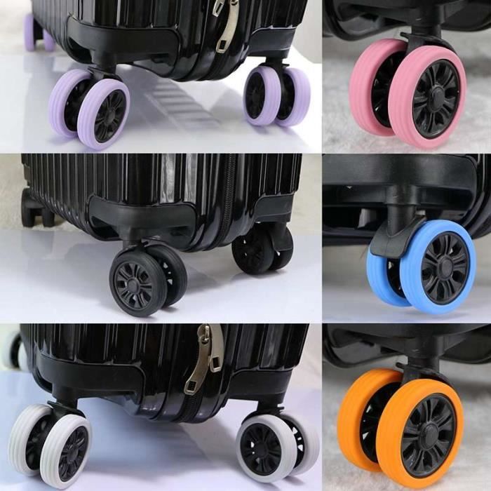 Mumusuki Paquet De 8 Housses De Roues De Valise à Bagages, Protection Silencieuse En Silicone, Suppression Du Bruit, Absorption Des Chocs, Housse De Protection De Chariot Pour Bagages à