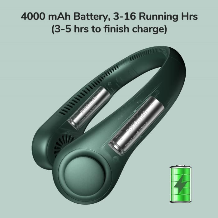 Ventilateur De Cou USB Sans Lame - Flux D'air 360° - Rechargeable - Pour Bureau, Voyage, Sport