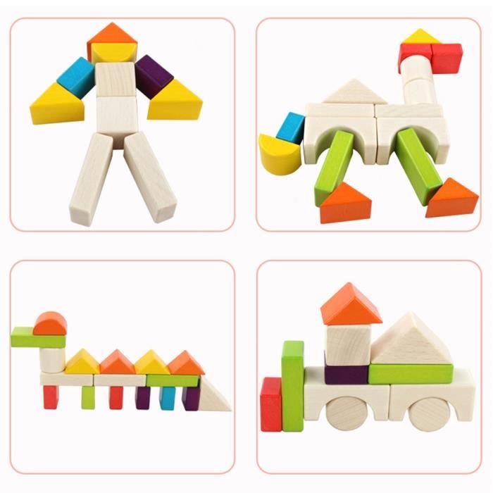 Blocs De Construction Domino En Bois – 6 Pièces Colorées – Éducatif – Dès 3 Ans – Jeux Intérieur/extérieur