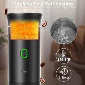 Cafetière Portable, Machine à Expresso Électrique Sans Fil 170mL Mini Machine à Café à Capsule Rechargeable pour Voiture Maison Bureau Voyage