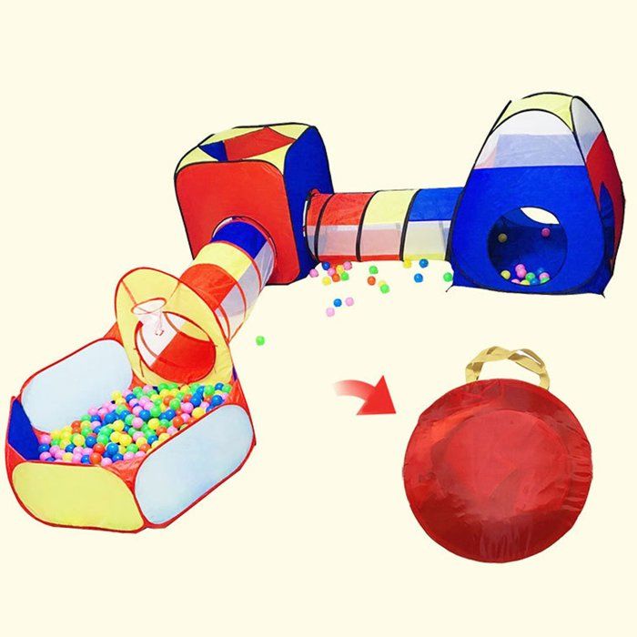 Tunnel D'Exploration Et Tente De Jeu 3 En 1 Pour Enfants - Avec Piscine à Balles Pliante