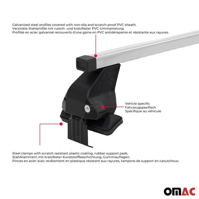 Barres De Toit En Aluminium Pour Fiat Fiorino/Qubo (2007-2023) - Charge 75kg, Design Aérodynamique