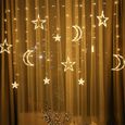 Guirlande de Noël LED Étoile Lune - FBGood - Rideaux Lumineux - Blanc - Chambre - Adulte-0