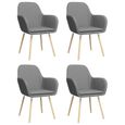 Lot de 4 Chaises de salle à manger - Style Scandinave avec accoudoirs - Fauteuil Chaise de cuisine Gris clair Tissu-0