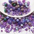 Perles rondes de riz de 8MM, couleur mixte, cristal violet, couleur contrastée, accessoires de bracelet, bijoux à bricoler soi-même-0