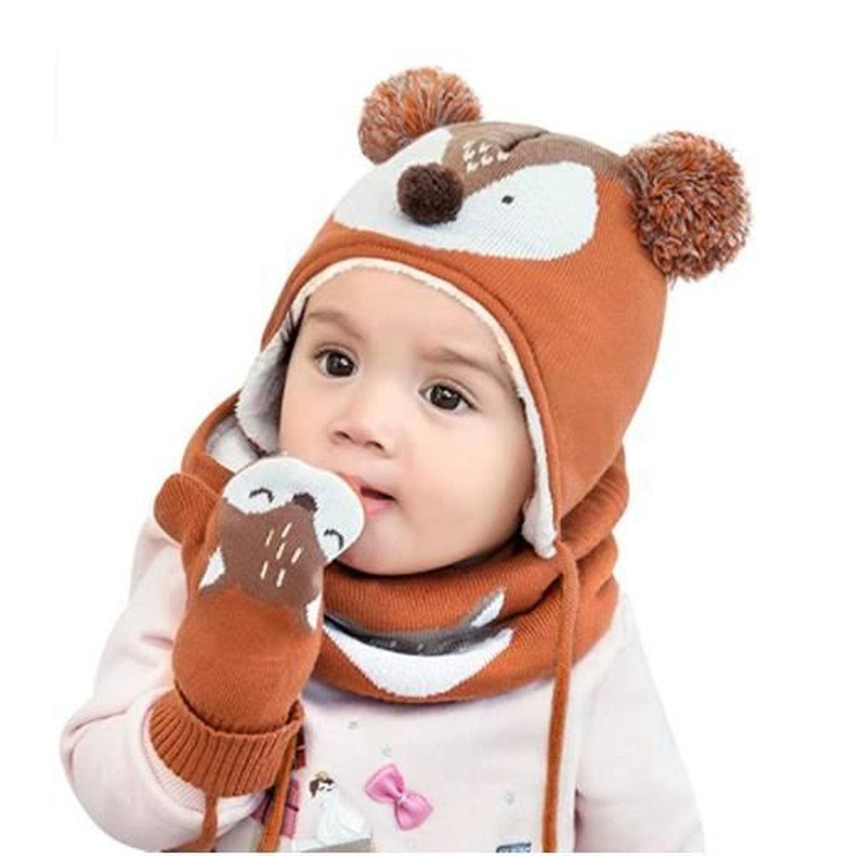Gants Echarpe Casquettes A Set Printemps Tomber Hiver Garcon Fille Bebe Naissance Mignonne Petit Renard Pompon Chapeaux 1 6 Ans Cdiscount Pret A Porter