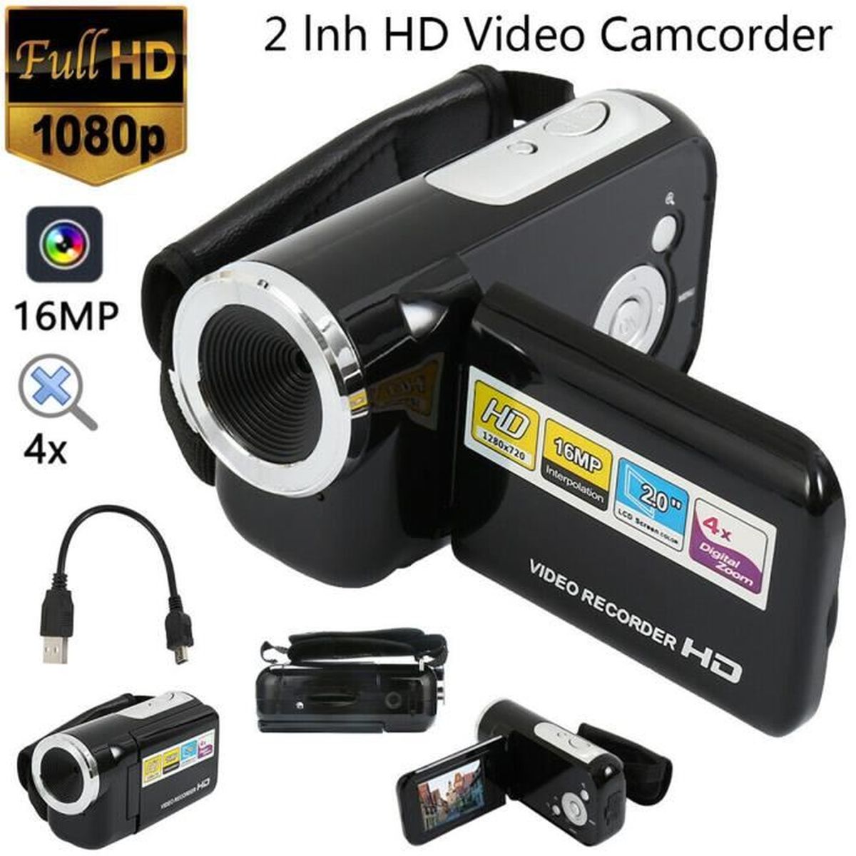Caméra HD numérique mini DV neutre noire, Caméscope Pro Caméra Vidéo