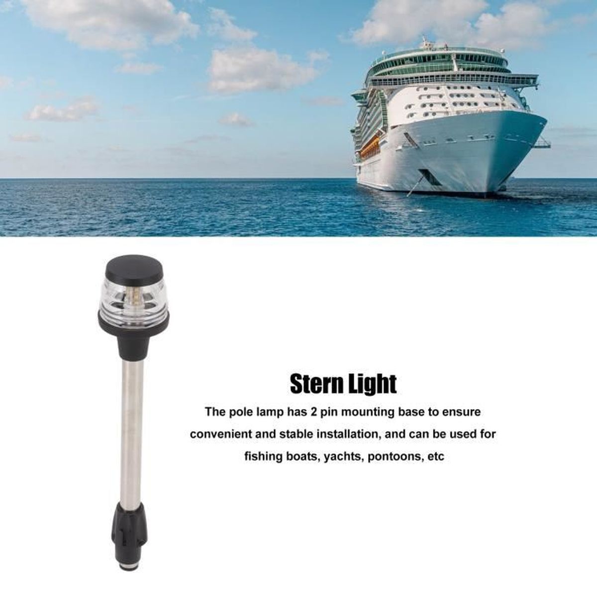 Feu De Poupe LED 360° Pour Bateau - Lampe De Signalisation Et Ancre Marine 10-24V 2.5W 250LM IP65