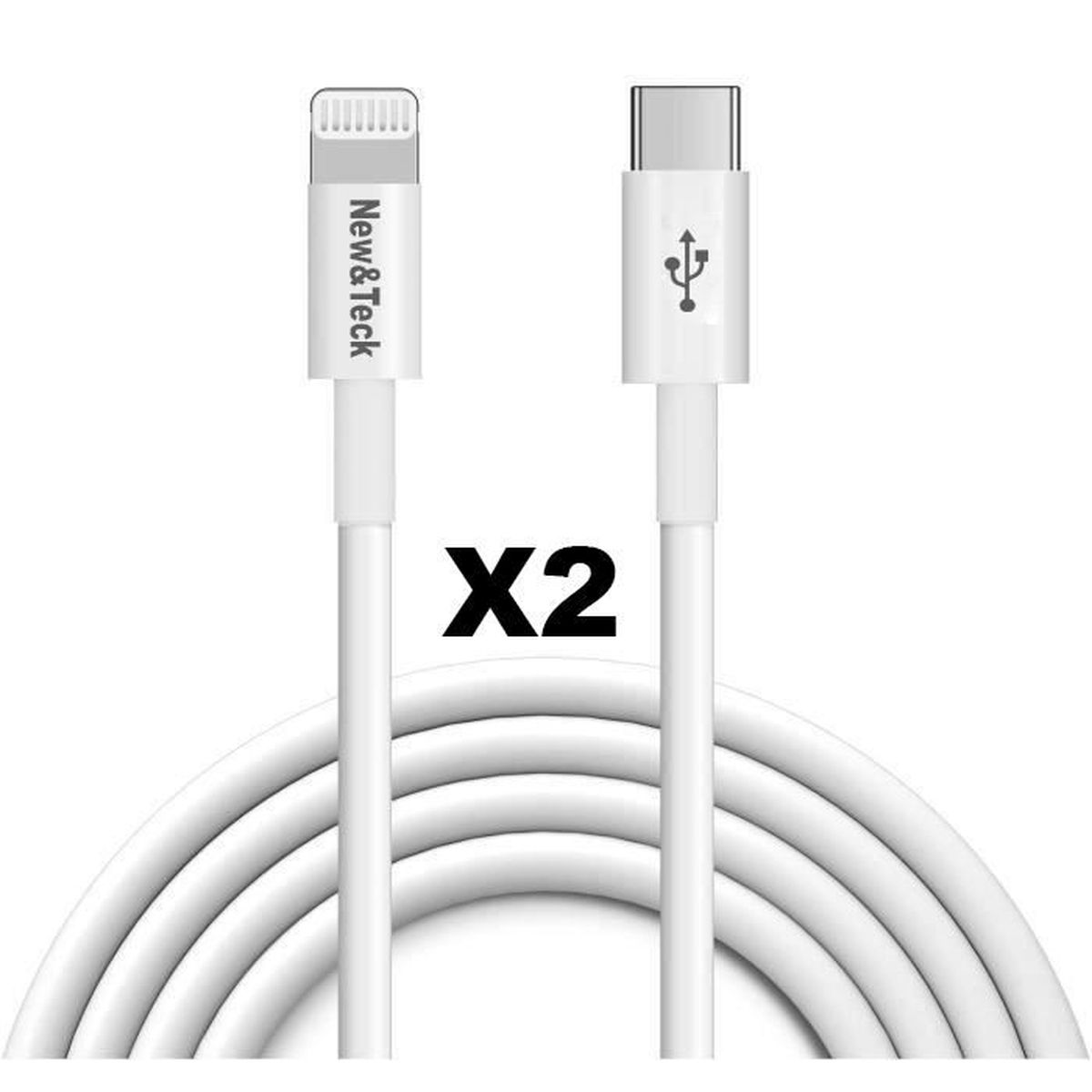 Lot 2 Cable USB C vers Lightning 1m2 Certifié MFI Apple Charge Rapide pour iPhone 12/ 12 Pro