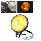 Leapiture Phare Moto Vintage Rétro Universel - Coquillage Argent Verre Jaune