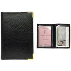 BRAND LOLUNA® Porte carte identité et permis de conduire - simple et pratique - format compact – fin et plat - en cuir - Noir