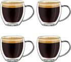 CHANGM Verres à expresso à double paroi avec anse, lot de 4 150 ml, tasses à moka, verres thermiques à effet flottant