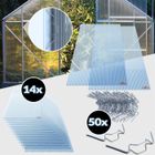 GARDEBRUK 14x Plaque de polycarbonate creuse 10,25m² 4mm 50x clips de vitrage serre de jardin clips de fixation type W plaque à double paroi