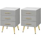WOLTU Lot de 2 Table de Chevet en Velours, Table de Nuit, Commode de Rangement en MDF, Montage Facile 40,5x41x60cm, Gris