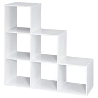 6 cube organisateur étagères en bois étagères ouvertes, 3 - 2 - 1 cube étagère de rangement, blanc
