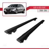 Compatible avec Audi A4 (B8) AVANT 2008-2015 HOOK Barres de Toit Railing Porte-Bagages de voiture Avec verrouillable Alu NOIR
