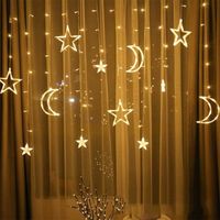 Guirlande de Noël LED Étoile Lune - FBGood - Rideaux Lumineux - Blanc - Chambre - Adulte