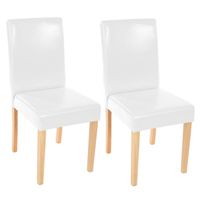 Chaises de salle à manger blanches en simili-cuir - Lot de 2 - Pieds clairs