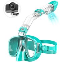 Masque de Plongée avec Tuba Pliable, Kit de Plongée Snorkeling en Silicone Anti-buée, avec Innovant Système Respiratoire et S[L53]